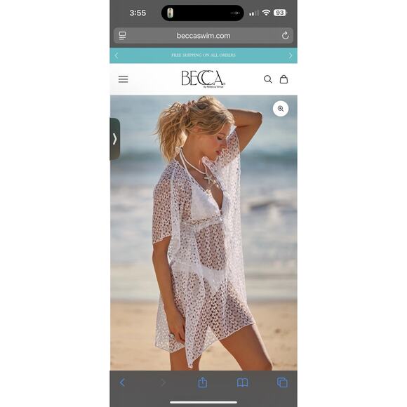 Becca Tunic Swim Cover Up Womens Size M/L White Lace Swimwear Dolman Sleeve NWT - Picture 14 of 16